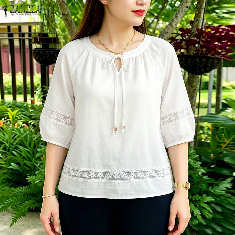 Embroidery Jersey - Женская блузка ZANZEA с цветочной вышивкой,