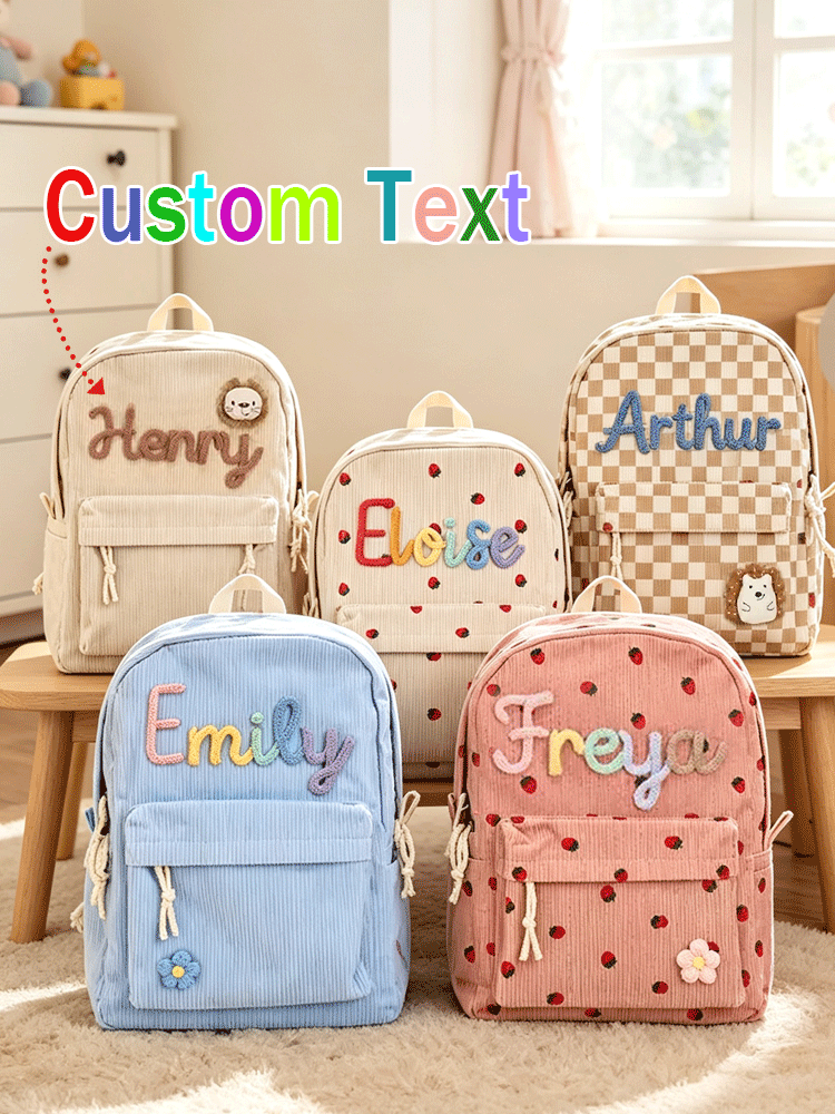 Embroidery Font - [Индивидуальный дизайн] Персонализированный школьный рюкзак с