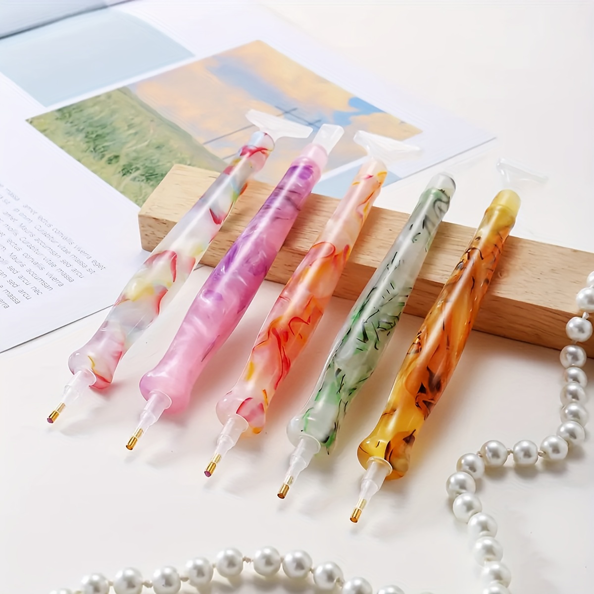 Embroidery Needle Pen - 1 шт., случайный цвет, полимерная ретро-ручка