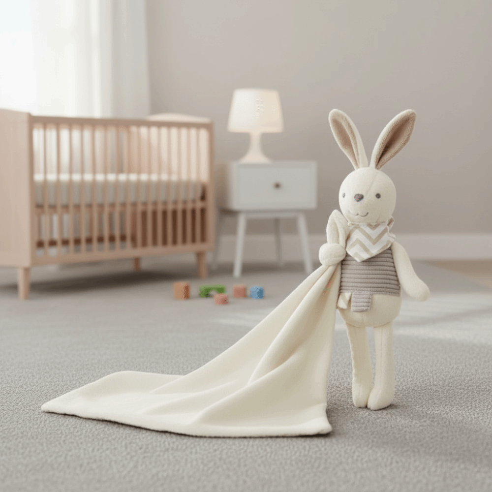 Embroidery Rabbit - Квадратное плюшевое одеяло-комфортер для малышей в